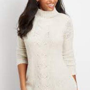 Maurices - Oversized Cable Knit Mock Neck Sweater - Size M - Oatmeal - NWT